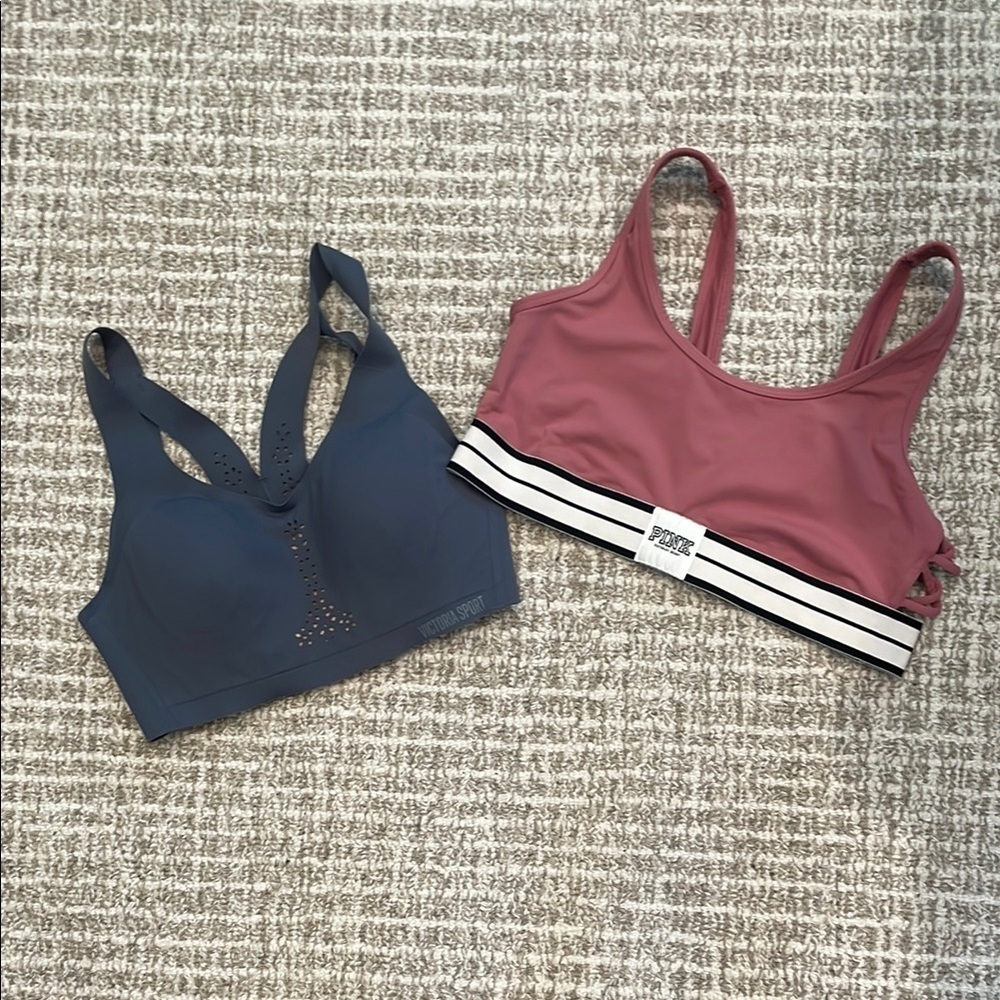 New Women's VICTORIA SECRET SPORT Set - Blue and Pink. Sz 32D/Large